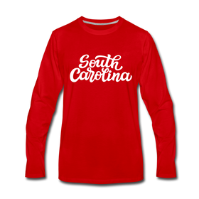 South Carolina Long Sleeve T-Shirt - Hand Lettered Unisex South Carolina Long Sleeve Shirt - red