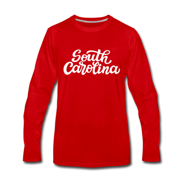 South Carolina Long Sleeve T-Shirt - Hand Lettered Unisex South Carolina Long Sleeve Shirt - red