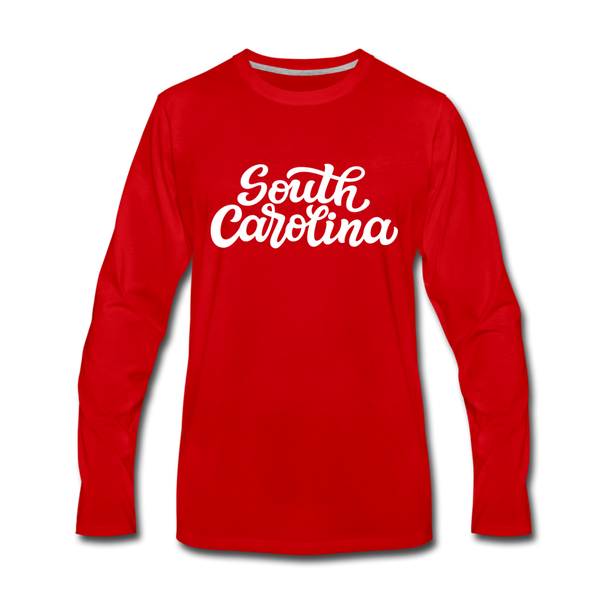 South Carolina Long Sleeve T-Shirt - Hand Lettered Unisex South Carolina Long Sleeve Shirt - red