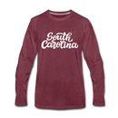 South Carolina Long Sleeve T-Shirt - Hand Lettered Unisex South Carolina Long Sleeve Shirt - heather burgundy
