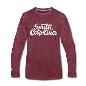 South Carolina Long Sleeve T-Shirt - Hand Lettered Unisex South Carolina Long Sleeve Shirt - heather burgundy