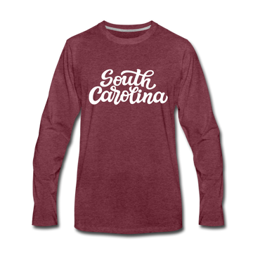 South Carolina Long Sleeve T-Shirt - Hand Lettered Unisex South Carolina Long Sleeve Shirt - heather burgundy