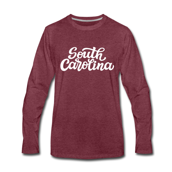 South Carolina Long Sleeve T-Shirt - Hand Lettered Unisex South Carolina Long Sleeve Shirt - heather burgundy