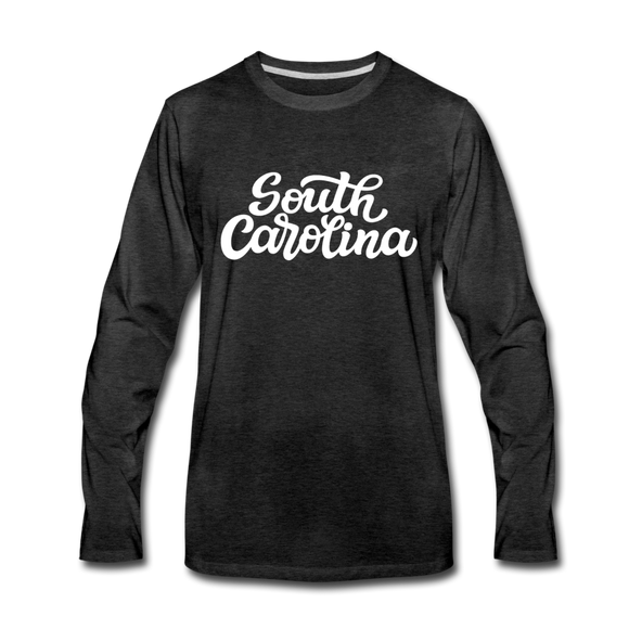 South Carolina Long Sleeve T-Shirt - Hand Lettered Unisex South Carolina Long Sleeve Shirt - charcoal gray