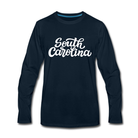 South Carolina Long Sleeve T-Shirt - Hand Lettered Unisex South Carolina Long Sleeve Shirt - deep navy