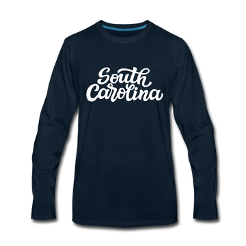 South Carolina Long Sleeve T-Shirt - Hand Lettered Unisex South Carolina Long Sleeve Shirt - deep navy