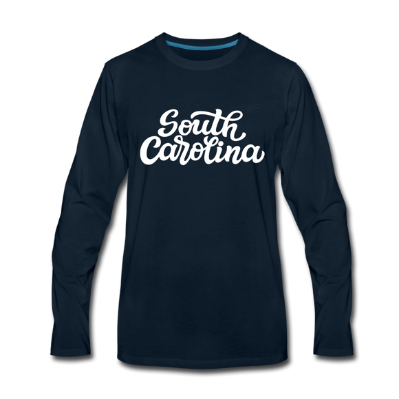 South Carolina Long Sleeve T-Shirt - Hand Lettered Unisex South Carolina Long Sleeve Shirt - deep navy