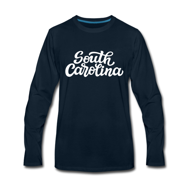 South Carolina Long Sleeve T-Shirt - Hand Lettered Unisex South Carolina Long Sleeve Shirt - deep navy