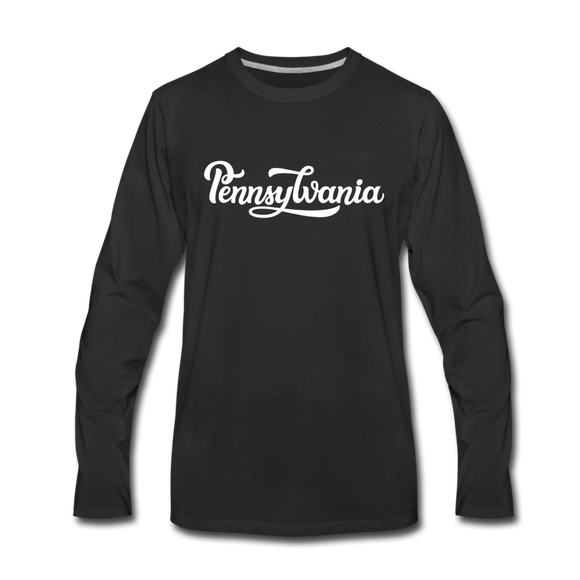 Pennsylvania Long Sleeve T-Shirt - Hand Lettered Unisex Pennsylvania Long Sleeve Shirt - black
