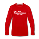 Pennsylvania Long Sleeve T-Shirt - Hand Lettered Unisex Pennsylvania Long Sleeve Shirt - red