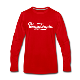 Pennsylvania Long Sleeve T-Shirt - Hand Lettered Unisex Pennsylvania Long Sleeve Shirt - red