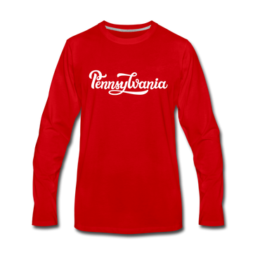 Pennsylvania Long Sleeve T-Shirt - Hand Lettered Unisex Pennsylvania Long Sleeve Shirt - red