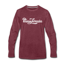 Pennsylvania Long Sleeve T-Shirt - Hand Lettered Unisex Pennsylvania Long Sleeve Shirt - heather burgundy