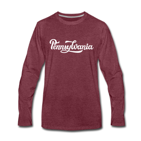 Pennsylvania Long Sleeve T-Shirt - Hand Lettered Unisex Pennsylvania Long Sleeve Shirt - heather burgundy