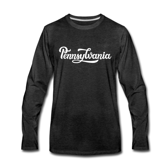 Pennsylvania Long Sleeve T-Shirt - Hand Lettered Unisex Pennsylvania Long Sleeve Shirt - charcoal gray