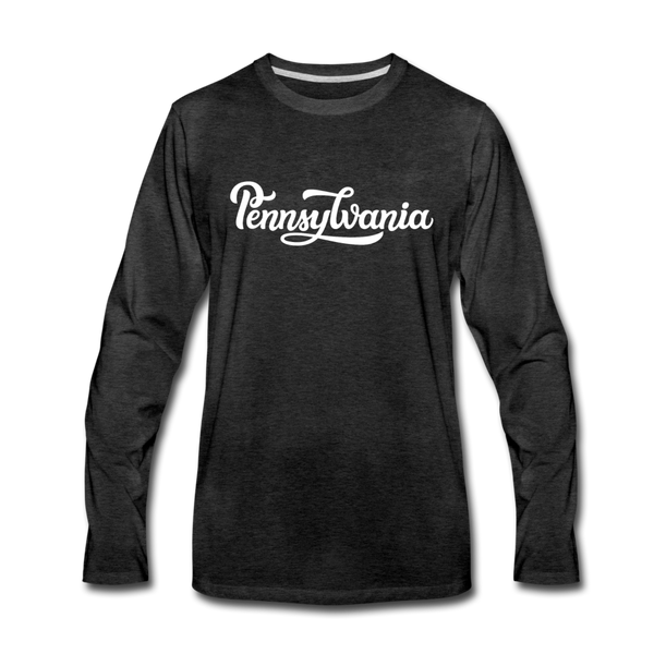 Pennsylvania Long Sleeve T-Shirt - Hand Lettered Unisex Pennsylvania Long Sleeve Shirt - charcoal gray