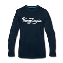 Pennsylvania Long Sleeve T-Shirt - Hand Lettered Unisex Pennsylvania Long Sleeve Shirt - deep navy