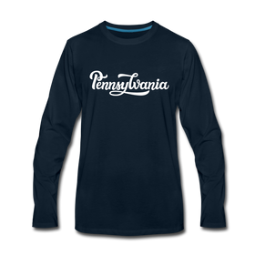 Pennsylvania Long Sleeve T-Shirt - Hand Lettered Unisex Pennsylvania Long Sleeve Shirt - deep navy