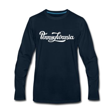Pennsylvania Long Sleeve T-Shirt - Hand Lettered Unisex Pennsylvania Long Sleeve Shirt - deep navy
