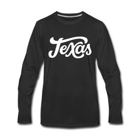 Texas Long Sleeve T-Shirt - Hand Lettered Unisex Texas Long Sleeve Shirt - black
