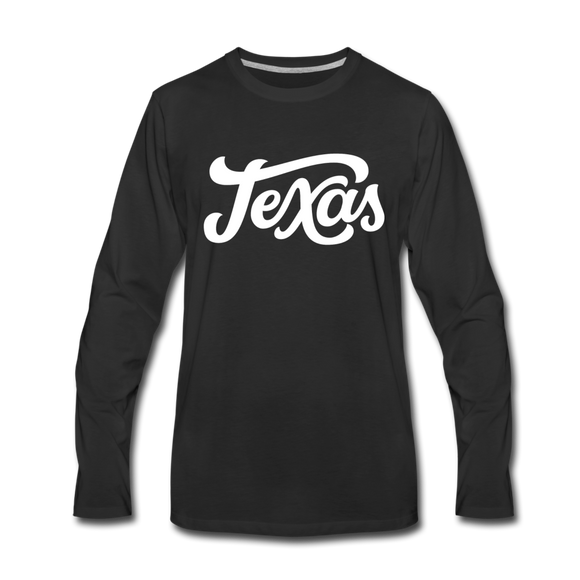 Texas Long Sleeve T-Shirt - Hand Lettered Unisex Texas Long Sleeve Shirt - black