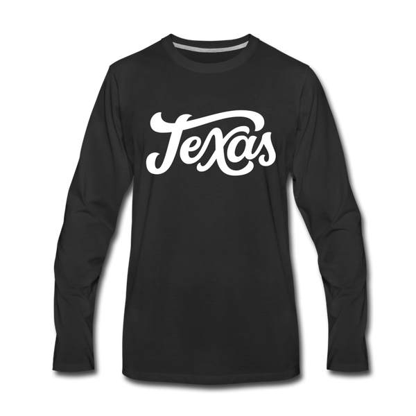 Texas Long Sleeve T-Shirt - Hand Lettered Unisex Texas Long Sleeve Shirt - black