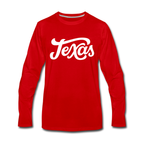 Texas Long Sleeve T-Shirt - Hand Lettered Unisex Texas Long Sleeve Shirt - red