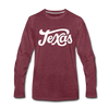 Texas Long Sleeve T-Shirt - Hand Lettered Unisex Texas Long Sleeve Shirt - heather burgundy