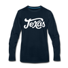 Texas Long Sleeve T-Shirt - Hand Lettered Unisex Texas Long Sleeve Shirt - deep navy