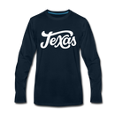 Texas Long Sleeve T-Shirt - Hand Lettered Unisex Texas Long Sleeve Shirt - deep navy