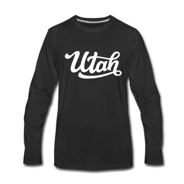 Utah Long Sleeve T-Shirt - Hand Lettered Unisex Utah Long Sleeve Shirt - black