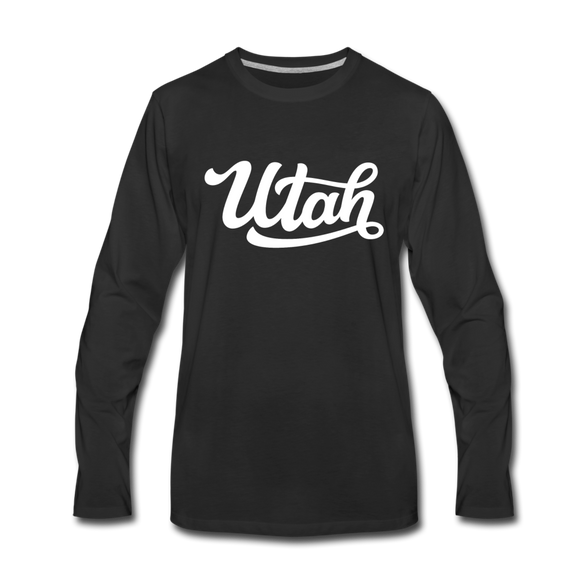 Utah Long Sleeve T-Shirt - Hand Lettered Unisex Utah Long Sleeve Shirt - black