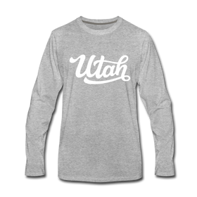 Utah Long Sleeve T-Shirt - Hand Lettered Unisex Utah Long Sleeve Shirt - heather gray