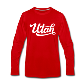 Utah Long Sleeve T-Shirt - Hand Lettered Unisex Utah Long Sleeve Shirt - red