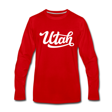 Utah Long Sleeve T-Shirt - Hand Lettered Unisex Utah Long Sleeve Shirt - red