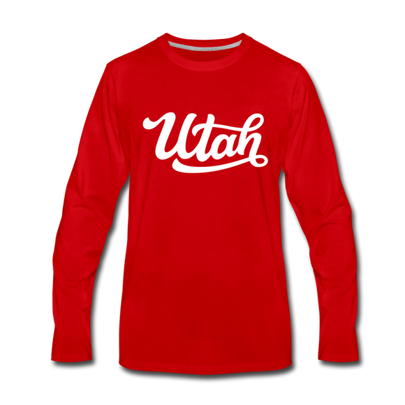Utah Long Sleeve T-Shirt - Hand Lettered Unisex Utah Long Sleeve Shirt - red