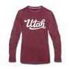 Utah Long Sleeve T-Shirt - Hand Lettered Unisex Utah Long Sleeve Shirt - heather burgundy