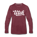 Utah Long Sleeve T-Shirt - Hand Lettered Unisex Utah Long Sleeve Shirt - heather burgundy