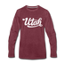 Utah Long Sleeve T-Shirt - Hand Lettered Unisex Utah Long Sleeve Shirt - heather burgundy