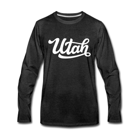 Utah Long Sleeve T-Shirt - Hand Lettered Unisex Utah Long Sleeve Shirt - charcoal gray