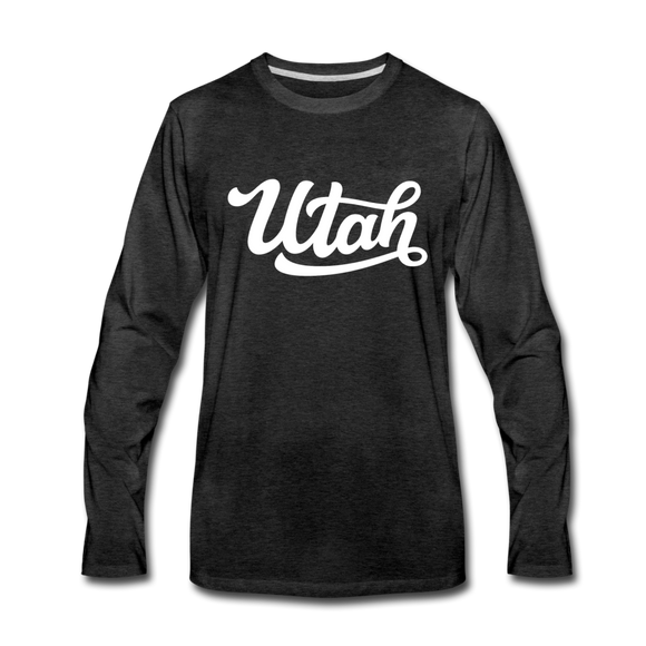 Utah Long Sleeve T-Shirt - Hand Lettered Unisex Utah Long Sleeve Shirt - charcoal gray