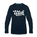 Utah Long Sleeve T-Shirt - Hand Lettered Unisex Utah Long Sleeve Shirt - deep navy