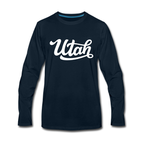Utah Long Sleeve T-Shirt - Hand Lettered Unisex Utah Long Sleeve Shirt - deep navy