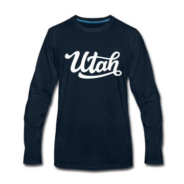 Utah Long Sleeve T-Shirt - Hand Lettered Unisex Utah Long Sleeve Shirt - deep navy
