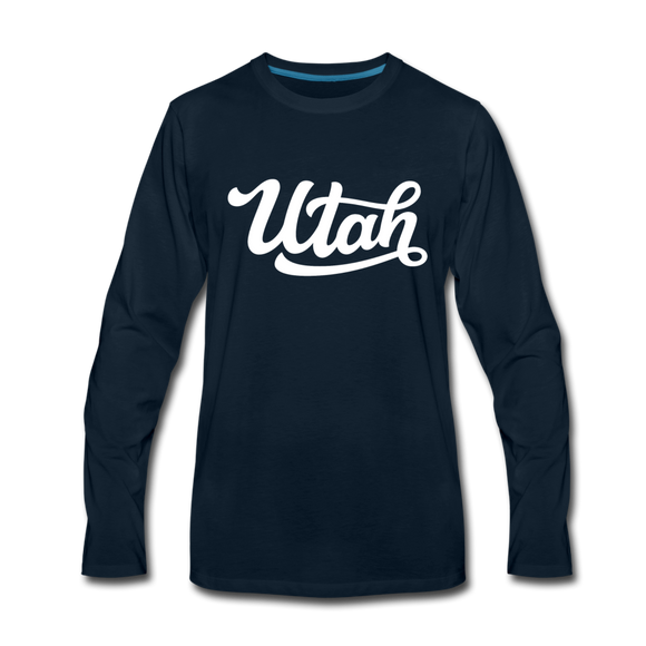 Utah Long Sleeve T-Shirt - Hand Lettered Unisex Utah Long Sleeve Shirt - deep navy