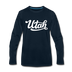 Utah Long Sleeve T-Shirt - Hand Lettered Unisex Utah Long Sleeve Shirt - deep navy
