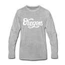 Oregon Long Sleeve T-Shirt - Hand Lettered Unisex Oregon Long Sleeve Shirt - heather gray