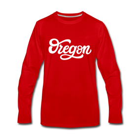 Oregon Long Sleeve T-Shirt - Hand Lettered Unisex Oregon Long Sleeve Shirt - red