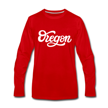 Oregon Long Sleeve T-Shirt - Hand Lettered Unisex Oregon Long Sleeve Shirt - red
