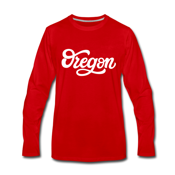 Oregon Long Sleeve T-Shirt - Hand Lettered Unisex Oregon Long Sleeve Shirt - red